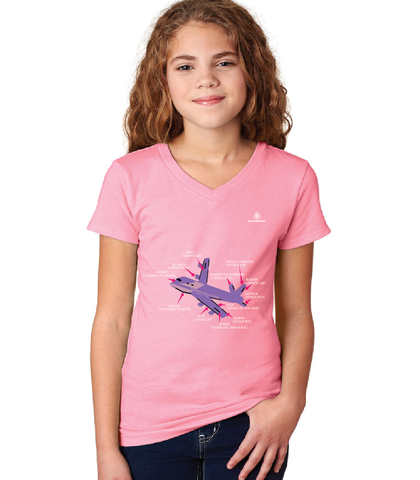 Youth Girl Parts of a plane Tshirt