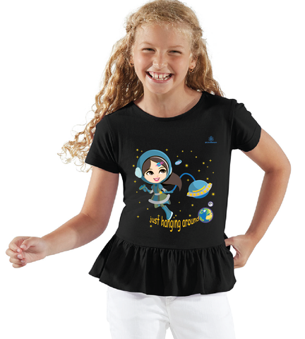 Youth Girl Astronaut Ruffle Tshirt