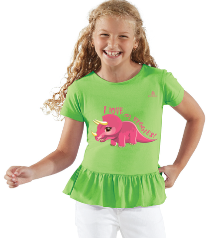 Youth Girl Triceratops Ruffle Tshirt