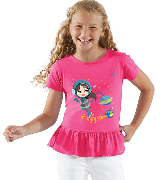 Youth Girl Astronaut Ruffle Tshirt